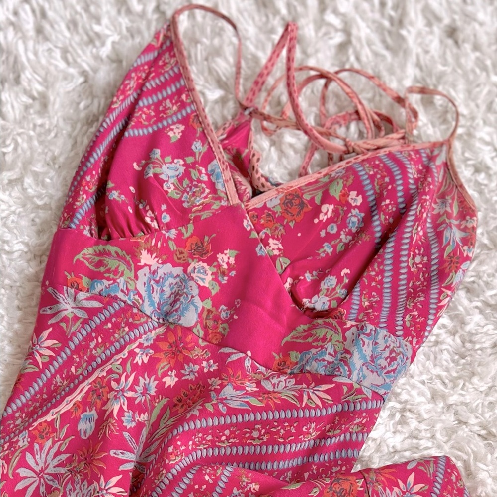 ANTHROPOLOGIE PLENTY TRACY REESE SILK FLORAL HOT PINK FLORAL PRINT